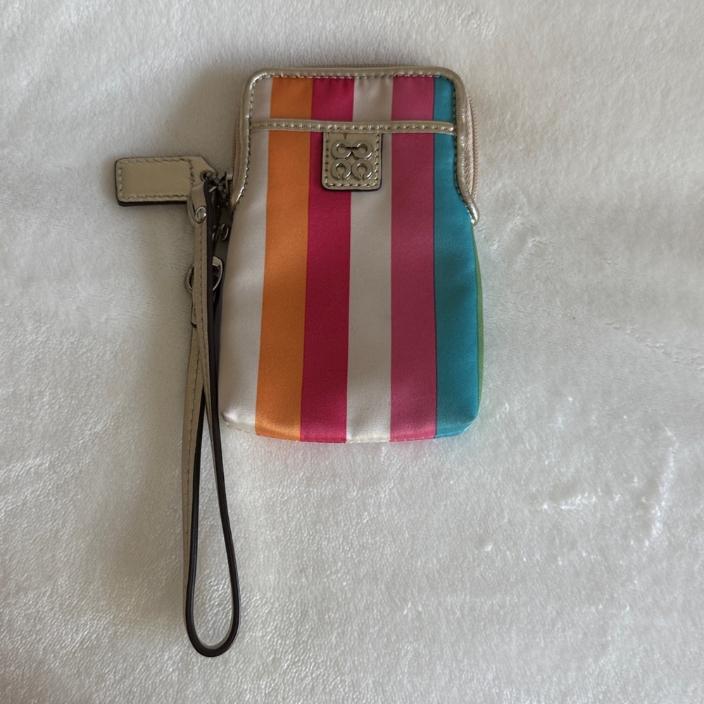 Colorful Striped Coach Wristlet